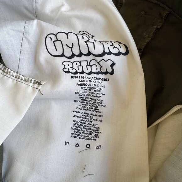 Empyre Pants 36 39x29 Green Cotton Relax Loose Cargo Skate Zumiez Button Fly NEW - Picture 7 of 12